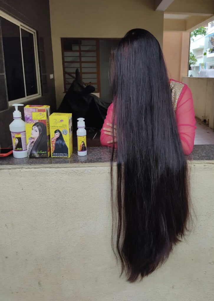 long hair for using zafran hair oil